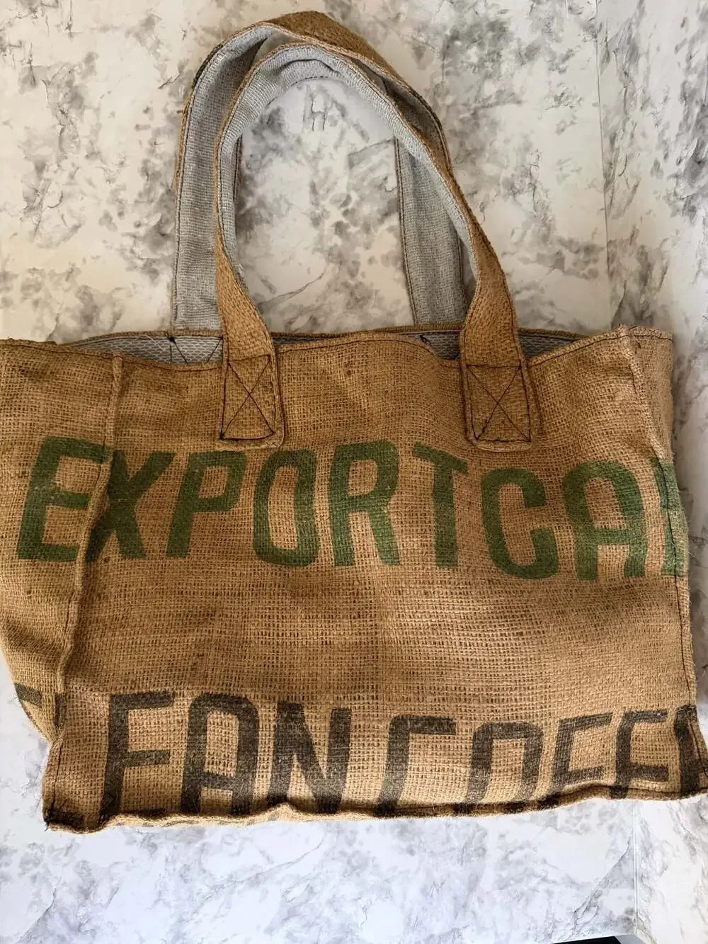Repurposed Upcycled Coffee Sack Burlap Tote Bag